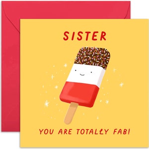Sister Totally Fab Joke Card - Birthday Card for Sister - Funny Card for Sister - Sister Joke Card - Funny Card - For Her