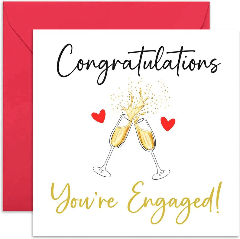 Congratulations You're Engaged Card for Couple, Blank Inside With ...