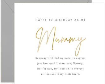 Happy 1st Birthday As My Mummy Card - Birthday Card For Mummy - Cute Birthday Card - Happy Birthday Mummy Card - Card From Child