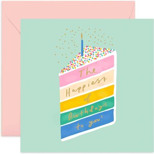 Happiest of Birthdays Cake Card - Fun Birthday Card for Her - Cake Birthday Card For Her - Birthday Girl Card - Card For Her - Cute Birthday