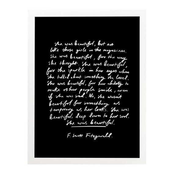 She Was Beautiful F Scott Fitzgerald Black Art Print F Etsy She Was Beautiful F Scott Fitzgerald Black Art Print F Etsy