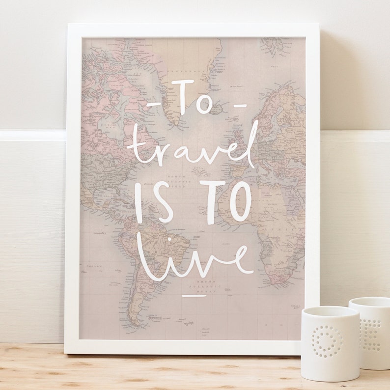 Travel World Map Print World Map Poster Word Map Wall Art Etsy UK