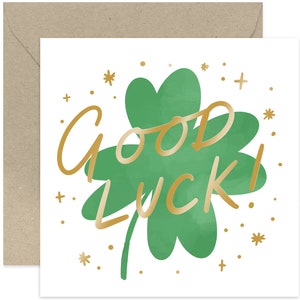 Good Luck Clover Card - Good Luck Card - Good Luck Greeting Card - Card For Friends and Family - Good Luck Card - Clover Card