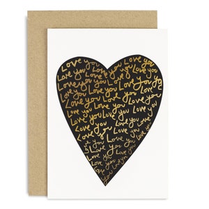 Love Heart Black Gold Card - Love Quote Card - Valentine's Day Card - Gold Foil Card - CCBG03