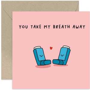 You Take My Breathe Away Card - Valentine&#39;s Day Card - Cute Love Card - Anniversary Card - Loving Card - Valentines Day - Card for Partner