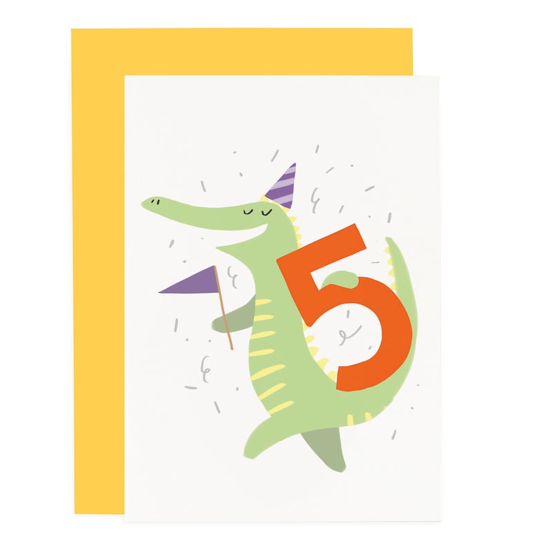 CCCA05 Animal Birthday Card Crocodile 5th Birthday Card 5th Birthday Card Child Birthday Card Fun Birthday Card