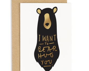 Bear Hug Card - gold foil greeting card - CC37