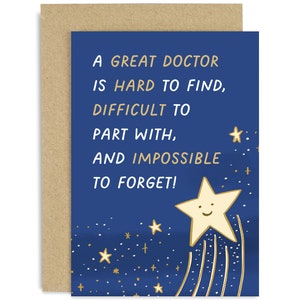 A Great Doctor Impossible to Forget Card - Thank You Card - Quote Card - Card for Doctor - Just Because Card - Card to Say Thanks