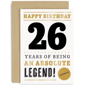 26 Years Legend Card - 26th Birthday Card for Him - 26th Birthday Card - Funny 26th Birthday Card - Joke 26th Birthday - 26th Birthday