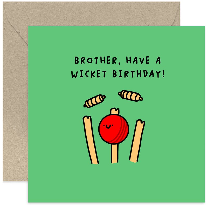 Brother, Have A Wicket Birthday Card Birthday Card For Him Funny Birthday Card Birthday Card Card For Him Cricket Birthday Card image 1