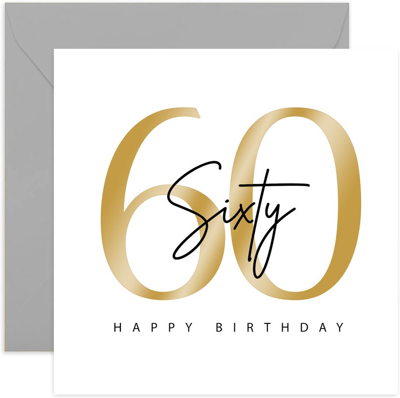 60th Birthday Card Happy Birthday Card 60th Birthday Card Card For Friends and Family Gold and Black Card Gold Card Sixty image 1