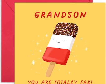 Grandson Totally Fab Joke Card - Birthday Card for Grandson - Funny Card for Grandson - Grandson Joke Card - Funny Card - For Him