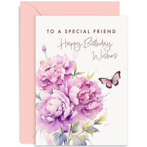 Special Friend Floral Birthday Card - Birthday Card For Friend - Birthday Card - Pink Birthday Card - Birthday Card - Cute Card - Flowers