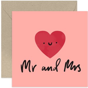 Mr & Mrs Wedding Heart Card - Fun Wedding Card - Just Married Card - Card For Wedding Day - Wedding Card - Newly Weds Card - Card for Couple