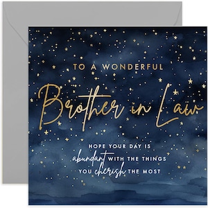 To A Wonderful Brother-in-Law Starry Card - Birthday Card - Brother-in-Law Birthday Card - Card for Brother in Law - For Him - Family Card