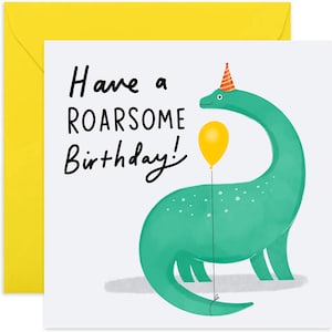 Roarsome Birthday Dinosaur Card - Fun Birthday Card for Kids - Dinosaur Greeting Card - Kids Birthday Card - Child Birthday Card - Dinosaur