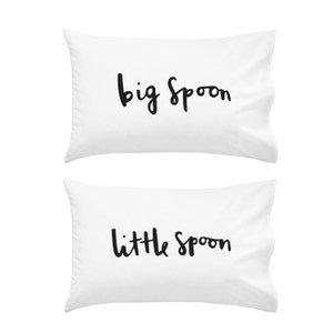 Spooning Pillow case set 2 pillow covers big spoon little spoon Gift for girlfriend, boyfriend, husband, wife Romantic PC03 image 4