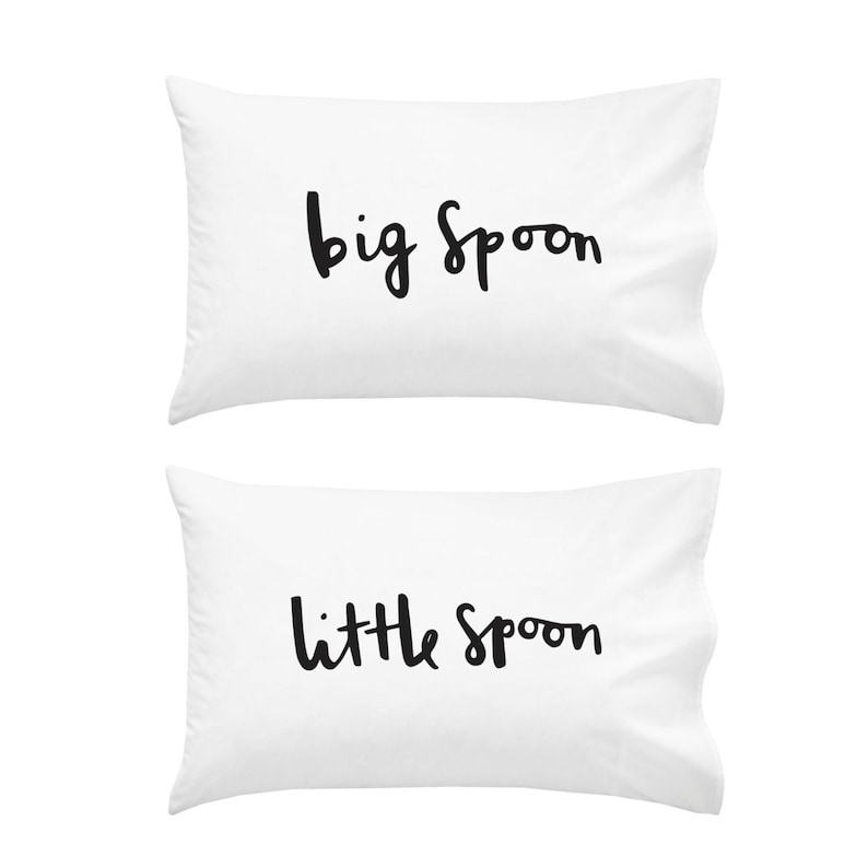 Spooning Pillow case set 2 pillow covers big spoon little spoon Gift for girlfriend, boyfriend, husband, wife Romantic PC03 image 4