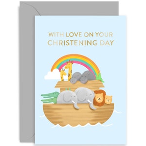 With Love Ark Christening Card - Baptism Card - Religious Card - Faith Card - Ark Card - New Baby Card - Card for New Baby - Christening