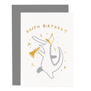 Children's Crocodile Birthday Card - Circus Birthday Card - Animal Birthday Card - Fun Birthday Card - Gold Foil card - CC255
