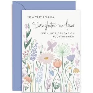 To A Very Special Daughter In Law Flowers Card - Cute Birthday Card - Birthday Card - Floral Card - Lovely Birthday Card - Daughter In Law