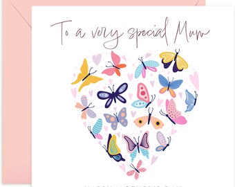 Very Special Mum Butterfly Heart Card - Mothers Day Card - Fun Card for Her - Cute Card - Card For Mum - Mothers Day - Butterfly Card