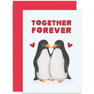 Together Forever Penguin Card - Anniversary Card - Love Card - Valentine&#39;s Day Card - Funny Love Card - Joke Love Card - For Him - For Her