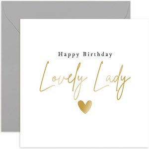 Carte D'anniversaire Pour Femme "Happy Birthday Lovely Lady" - Carte De Vœux Brightside Avec Enveloppe, 172x124 Mm