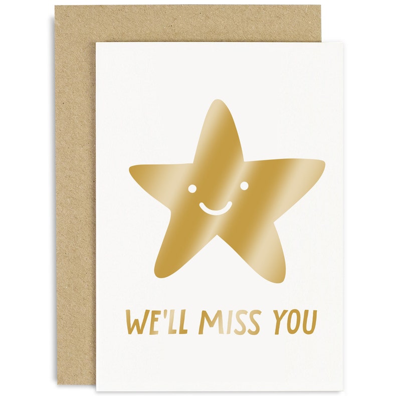 We'll Miss You Star Card Leaving Card New Job Card Travelling Card You're Leaving Card Good Luck Card Well Done Car Card image 1