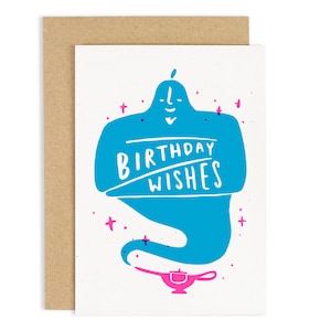 Birthday Wishes Genie Birthday Card - Birthday Card - Party Card - Fun Birthday Card - Birthday Card - CCB01