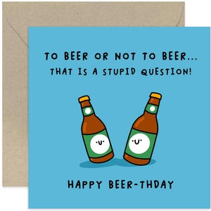 T'art Designs Funny Birthday Card - "Should I Drink Beer Today?" - 150x150mm, Blank Inside