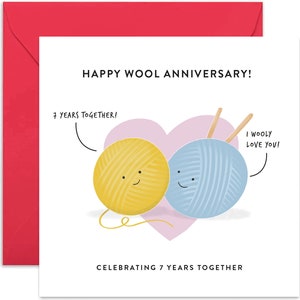 7th Wedding Anniversary Card - Wedding Anniversary Card - Couple Card - Anniversary Card - Card for Couples - Cute Card - Love Card