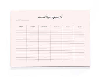 Blush Pink Weekly Agenda A4 Wall Planner - A4 Desk Pad - Motivational Stationery - Positive Notepad
