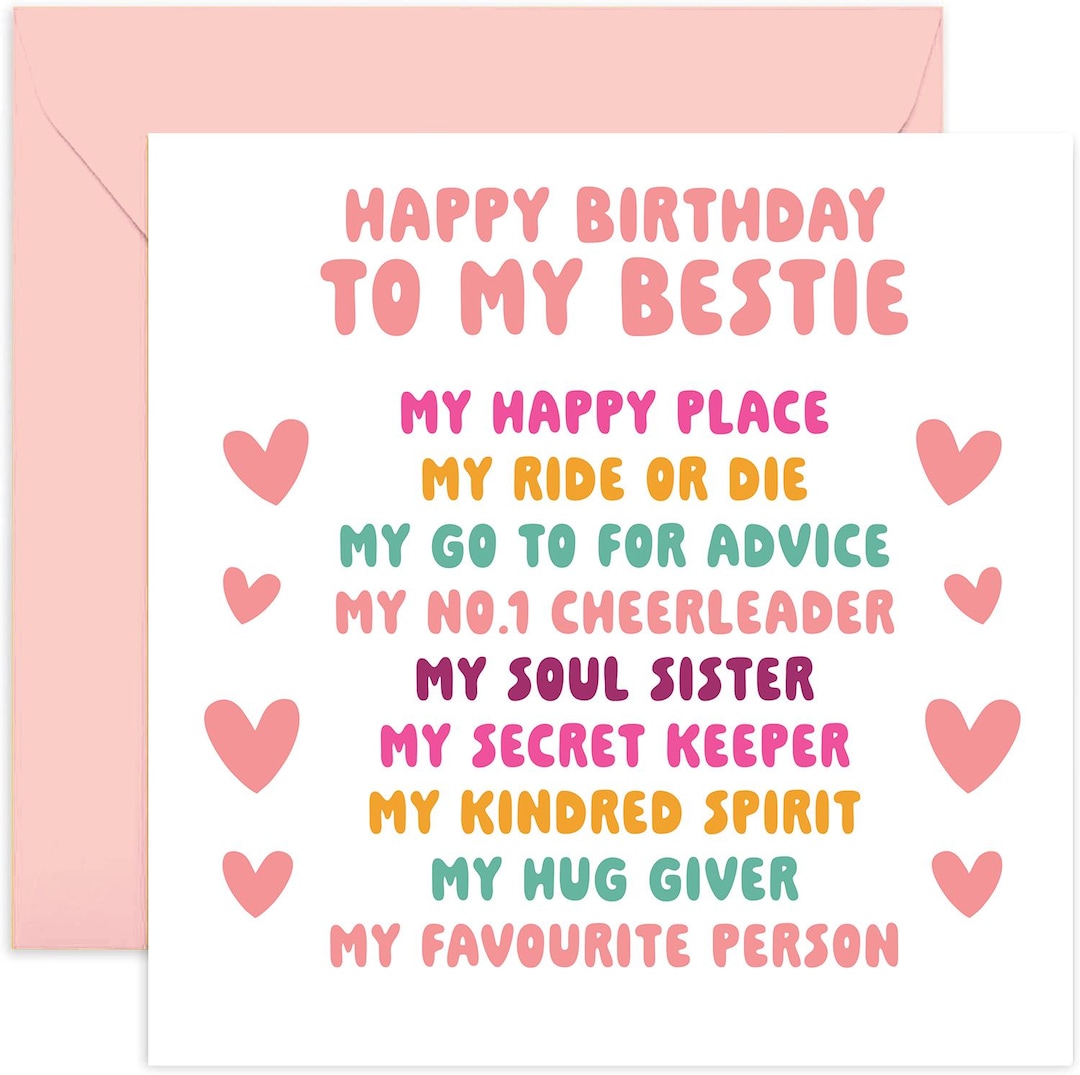Happy Birthday to My Bestie Words Card - Birthday Card for Best Friend ...