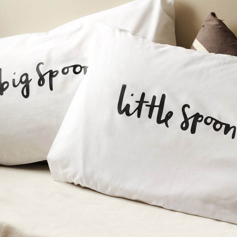 Spooning Pillow case set 2 pillow covers big spoon little spoon Gift for girlfriend, boyfriend, husband, wife Romantic PC03 image 3