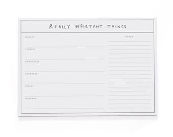 Really Important Things A4 Wall Planner - A4 Desk Pad - Motivational Stationery - Positive Notepad