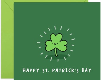 Cute Clover St.Patrick's Day Card - St. Patrick's Day - Seasonal Card - Holidays - Green Clover Card - Celebration Card - St. Paddy's Day