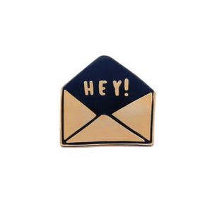 Hey Envelope Enamel Pin Gold Enamel Pin Enamel Lapel Pin Fun Enamel Pin Hey Enamel pin gift for her Fashion enamel pin ENP29 image 3