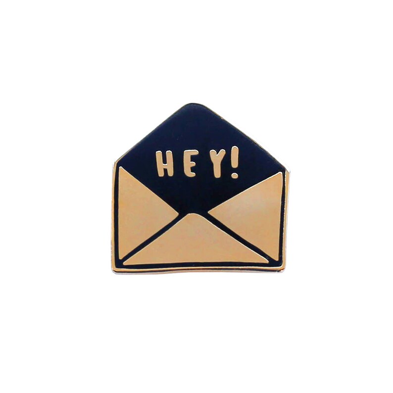 Hey Envelope Enamel Pin Gold Enamel Pin Enamel Lapel Pin Fun Enamel Pin Hey Enamel pin gift for her Fashion enamel pin ENP29 image 3