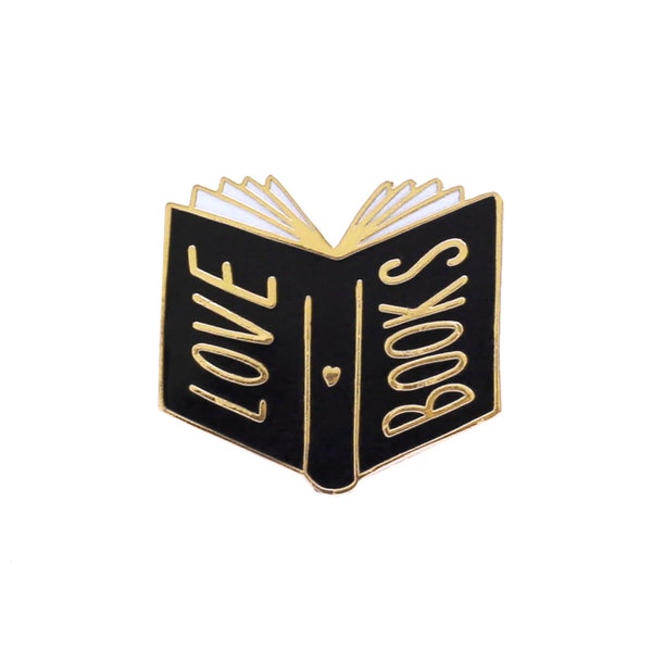 SALE: Love Books Enamel Pin - Gold and Black Enamel Pin - Fun Enamel Pin - Book pin - gift for her - enamel pin ENP73BG