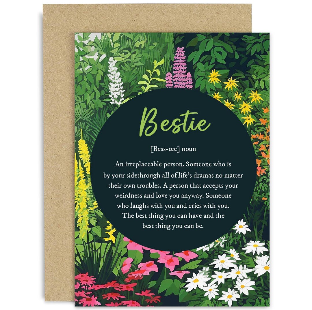 Best Friend Birthday Card for Women - Bestie Floral Garden Design ...
