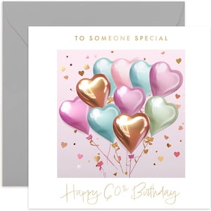 60th Birthday Balloons Card - 60th Birthday Card - Birthday Card For 60th - Fun 60th Birthday Card - Birthday Card - 60th Birthday