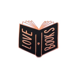 Love Books Enamel Pin Rose Gold and Black Enamel Pin Fun Enamel Pin Book pin gift for her enamel pin ENP73 image 2