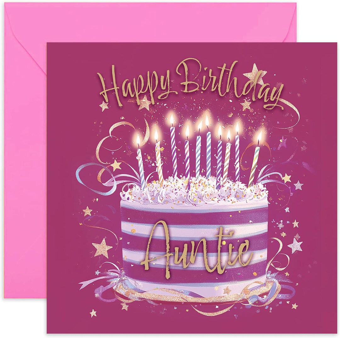 Special Birthday Card for Auntie - Bday Greeting Cards for Her - Fuscia ...