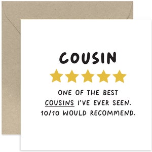 Five Star Rating Brother Cousin - Fun Birthday Card - Birthday Card For Cousin - Funny Cousin Birthday Card - World&#39;s Best Cousin Card