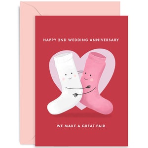 Happy 2nd Wedding Anniversary Card - Anniversary Card - Love Card - 2nd Anniversary Card - Love Card - Card for Partner - Card For Them