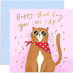 Happy Birthday Cool Cat Card - Birthday Card - Cat Birthday Card - Cute Birthday Card - Card For Cat Lover - Birthday Card - Funny Card
