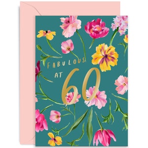 Fabulous at 60 Card - 60th Birthday Card for Her - 60th Birthday Card - Cute 60th Birthday Card - Pink 60th Birthday - 60th Birthday