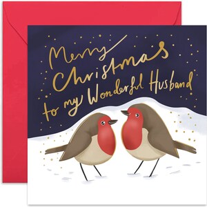 Merry Christmas Wonderful Husband Card - Christmas Card - Holiday Card - Merry Christmas Card - Xmas Card - Seasonal Card  - Christmas Gift