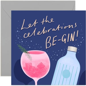Let the Celebrations Be-Gin Card - Fun Birthday Card for Her - Birthday Card For Her - Birthday Girl Card - Card For Her - Gin Birthday Card